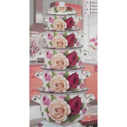 Set de vase emailate cu model de flori