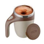 Cana Electrica GREATON Inteligenta cu Auto-Amestecare, Cana Mixer Pentru Cafea Din Otel Inoxidabil, Magnetica, Tip Termos, Cu Capac, Incarcare USB, Capacitate 380ml