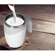 Cana Electrica GREATON Inteligenta cu Auto-Amestecare, Cana Mixer Pentru Cafea Din Otel Inoxidabil, Magnetica, Tip Termos, Cu Capac, Incarcare USB, Capacitate 380ml
