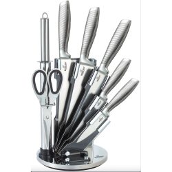 Set cuțite cu suport - argintiu 