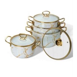 Set complet de vase emailate, format din 8 piese.